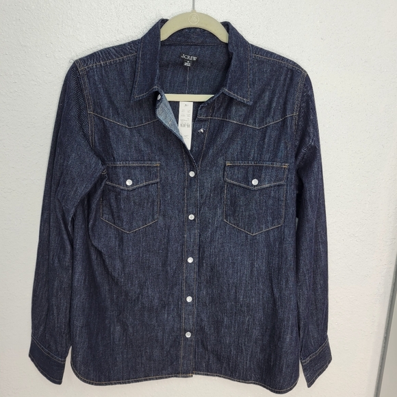 J Crew Jules western shirt in denim CN488 Size 12 **Flaw NWT - Picture 5 of 12